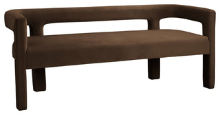 Athena Boucle Fabric Upholstered Bench, Brown, Velvet