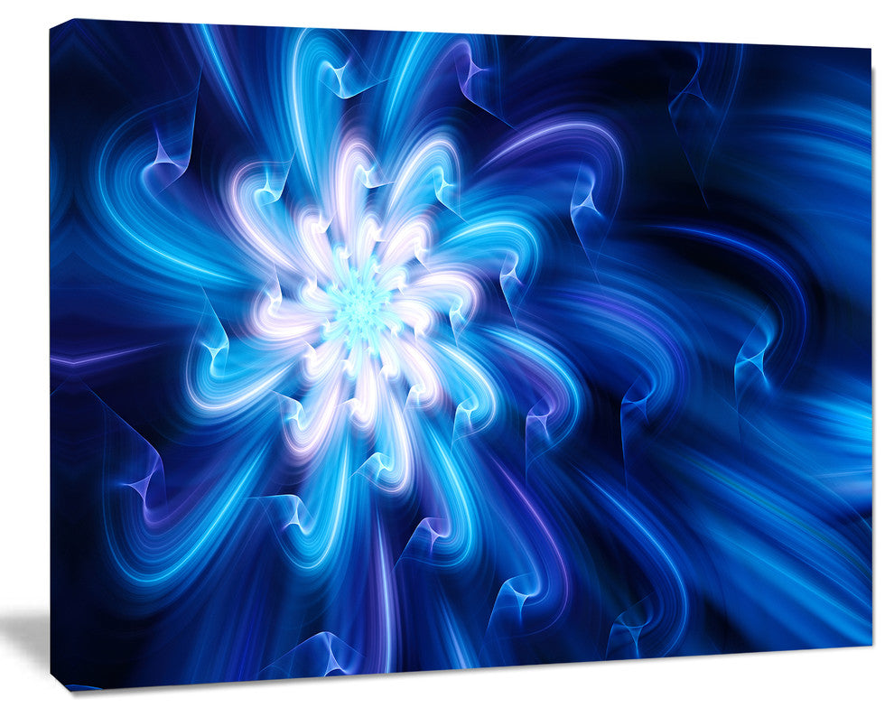 Exotic Blue Flower Dance of Petals, Floral Canvas Art Print, 20"x12"