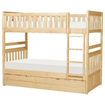 Lexicon Contemporary Wood Twin/Twin Bunk Bed with Twin Trundle in Natural Pine
