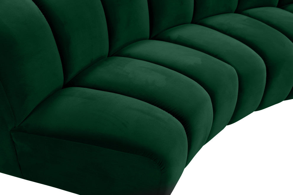 Infinity Channel Tufted Velvet Modular Chair, Green, 2 Piece