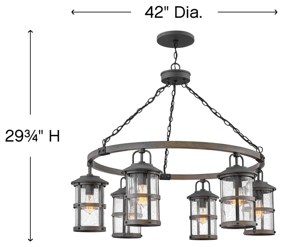 Lakehouse 6-Light Hanging Light, Aged Zinc