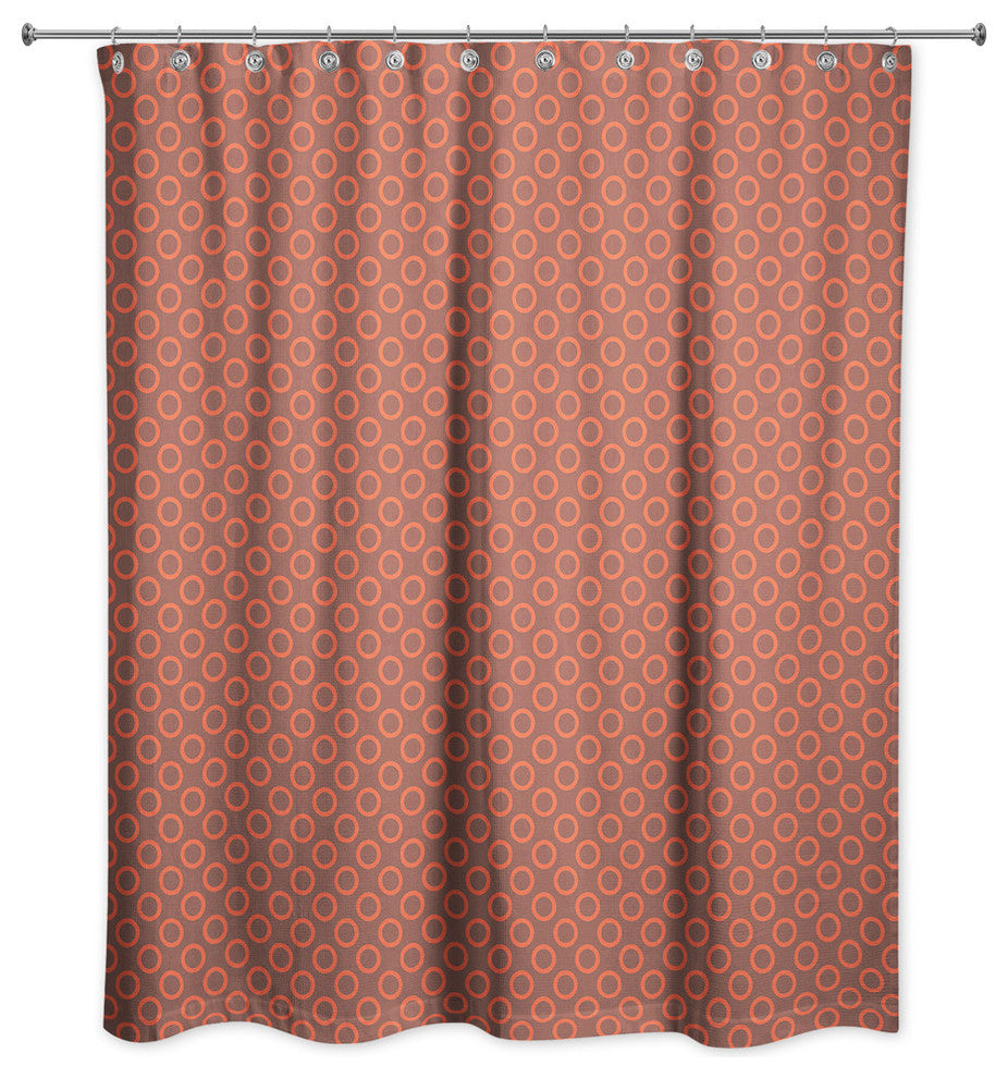 Circle Pattern in Red Shower Curtain