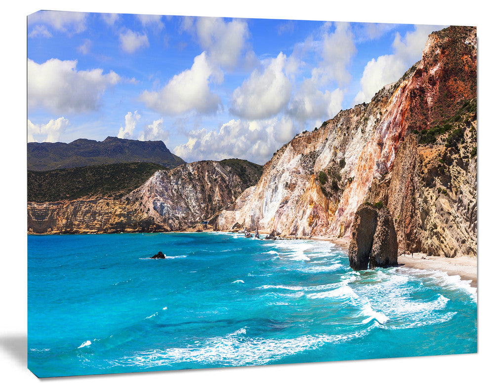 Greek Islands Scenic Beaches, Landscape Canvas Art Print, 20"x12"