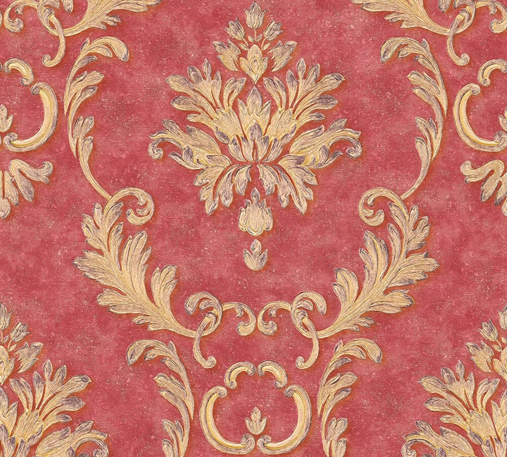 Luxury, A High Quality Ensemble Red Wallpaper Roll, Traditional Wall Decor