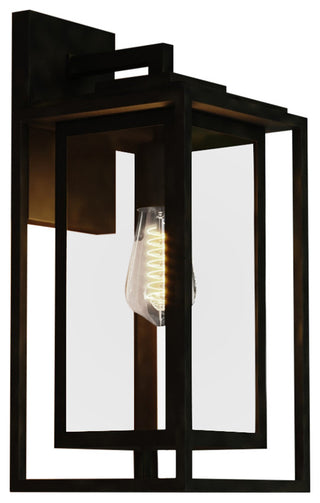 Filmore 1-Light Textured Black Transitional Outdoor Wall Lantern Clear Glass