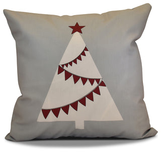 Garland Tree Pillow, Gray, 26"x26"