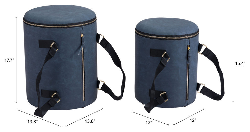 Candice Ottoman Storage Set Blue