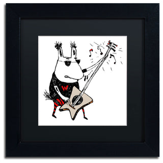 'Wild Guitar Wolf' Matted Framed Canvas Art by Carla Martell