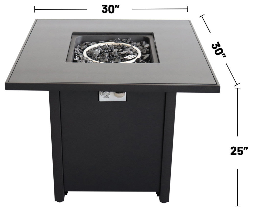 30" Outdoor Rectangle Fire Pit Table, Black