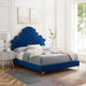 Tufted Platform Bed Frame, Twin Size, Velvet, Blue Navy, Modern Contemporary