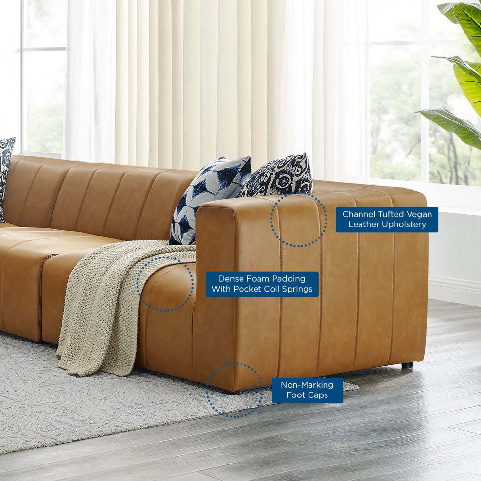Bartlett Vegan Leather Vegan Leather 5-Piece Sectional Sofa Tan