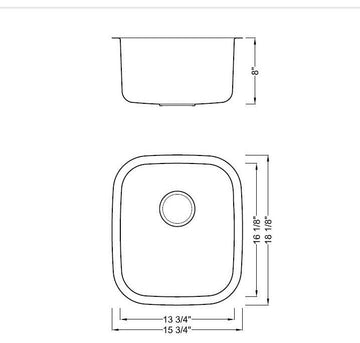15" Stainless Steel Undermount Single Bowl Kitchen/Bar/Prep Sink