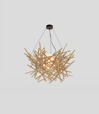 Cura LED Pendant, White Oak, Black Canopy, 2700k
