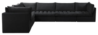 Jacob Velvet Upholstered 6-Piece L-Shaped Modular Sectional, Black