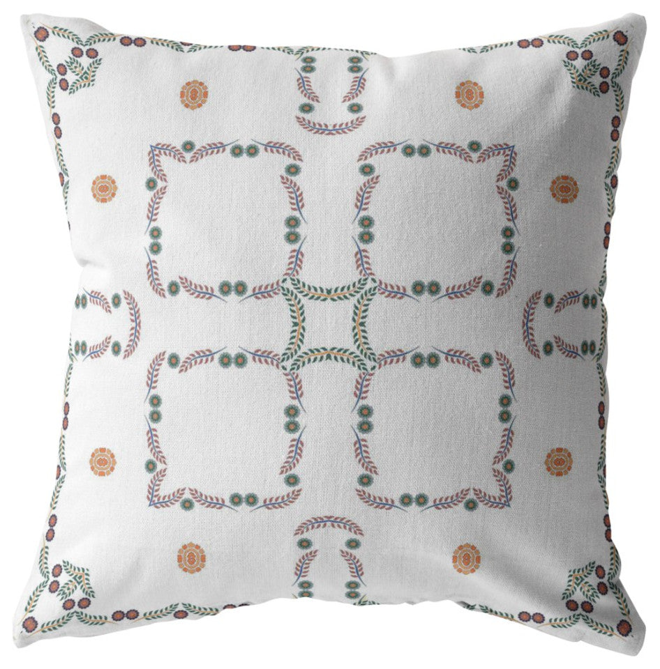 18 White Floral Decorative Suede Throw Pillow