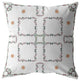 18 White Floral Decorative Suede Throw Pillow