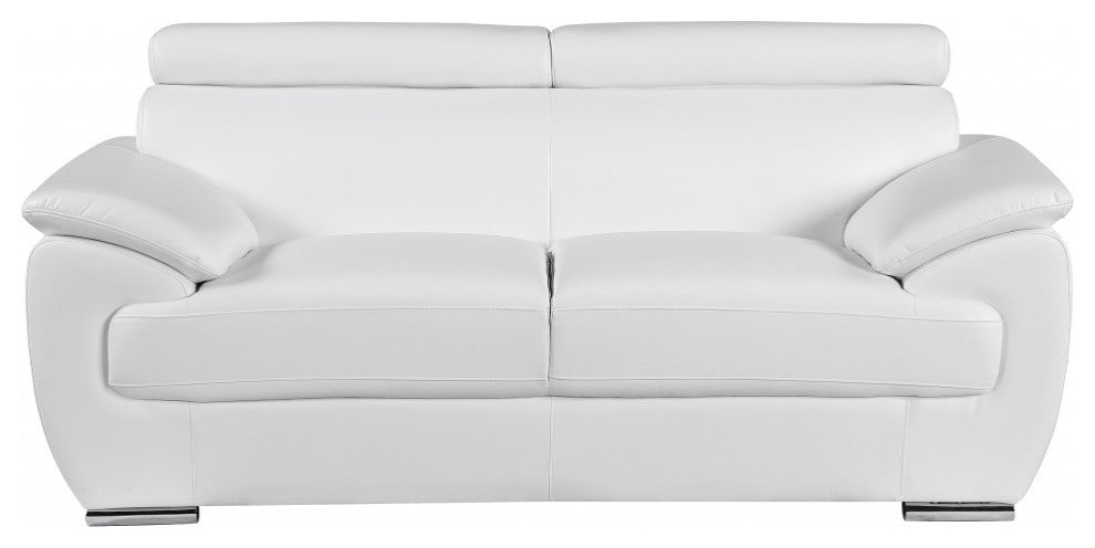 114" Captivating White Leather Sofa Set