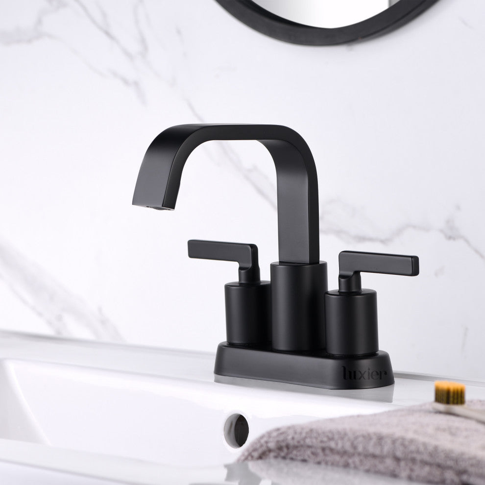 Luxier MSC14-T Single-Handle Bathroom Faucet With Drain, Matte Black