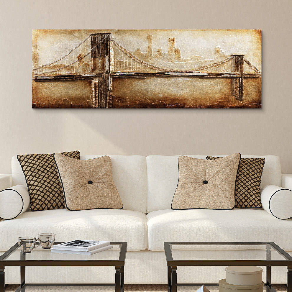 "Golden Gate Bridge" Handed Painted Iron Wall sculpture on Wooden Wall Art