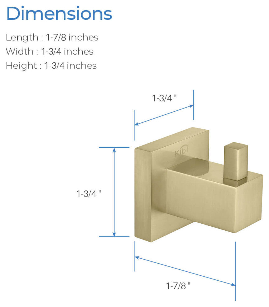 Cube Bathroom Robe Hook KBA1501, Brush Gold