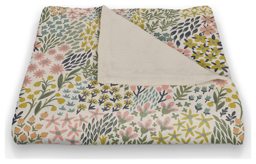 Funky Floral 50x60 Coral Fleece Blanket