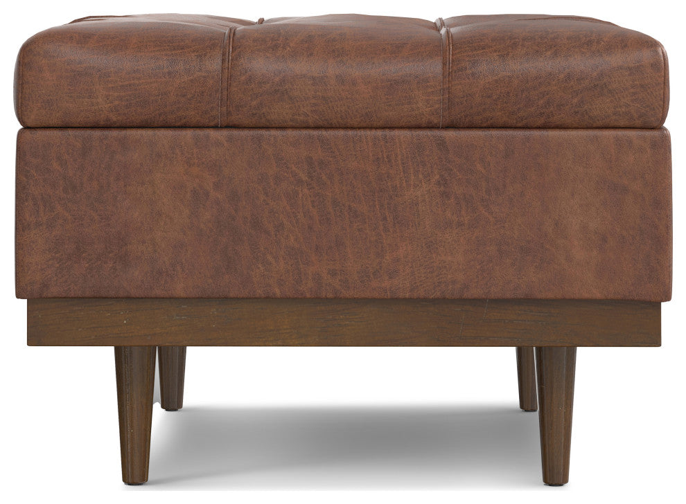 Mariah Coffee Table Storage Ottoman, Distressed Saddle Brown