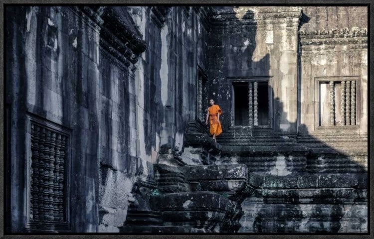 "The Young Monk" Framed Canvas Giclee by Gloria Salgado Gispert, 23x15"
