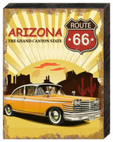 Yellow Classic Car State Wooden Block, 18 x 12