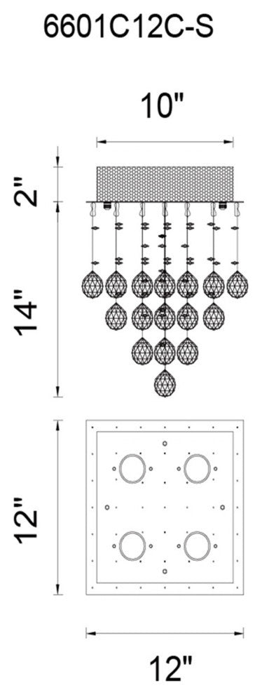Square 4 Light Flush Mount With Chrome Finish