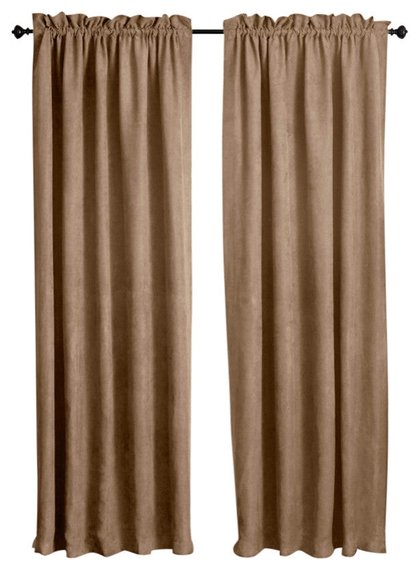 108"x52" Microsuede Blackout Curtain Panels, Set of 2, Java