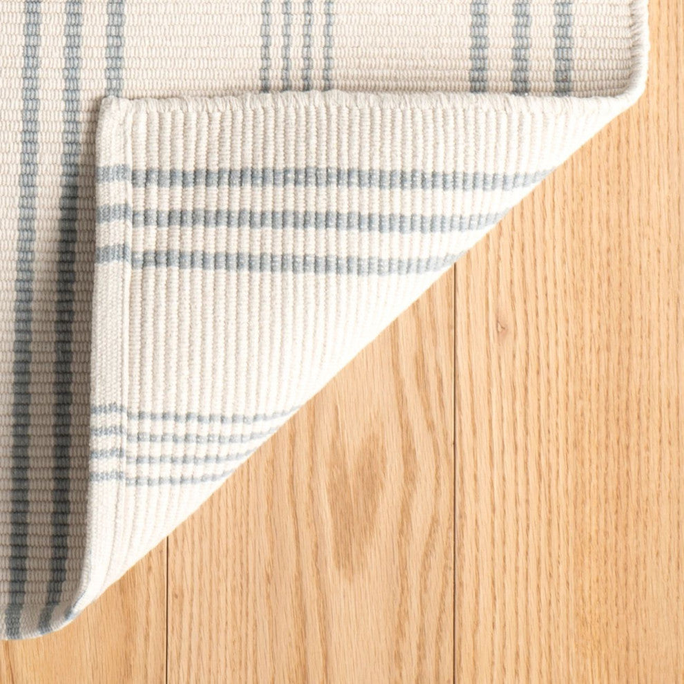 Dash & Albert Swedish Stripe Handwoven Cotton Rug, Blue, Runner-2'6" x 8'
