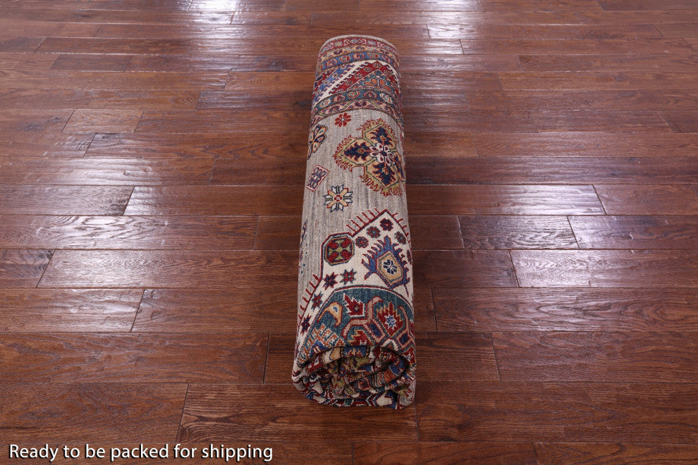 8' 4" X 9' 9" Hand Knotted Super Kazak Geometric Wool Rug Q9781