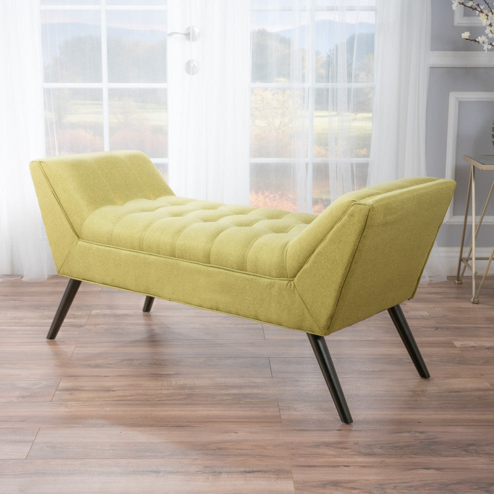 GDF Studio Madrid Tufted Fabric Ottoman Bench, Green