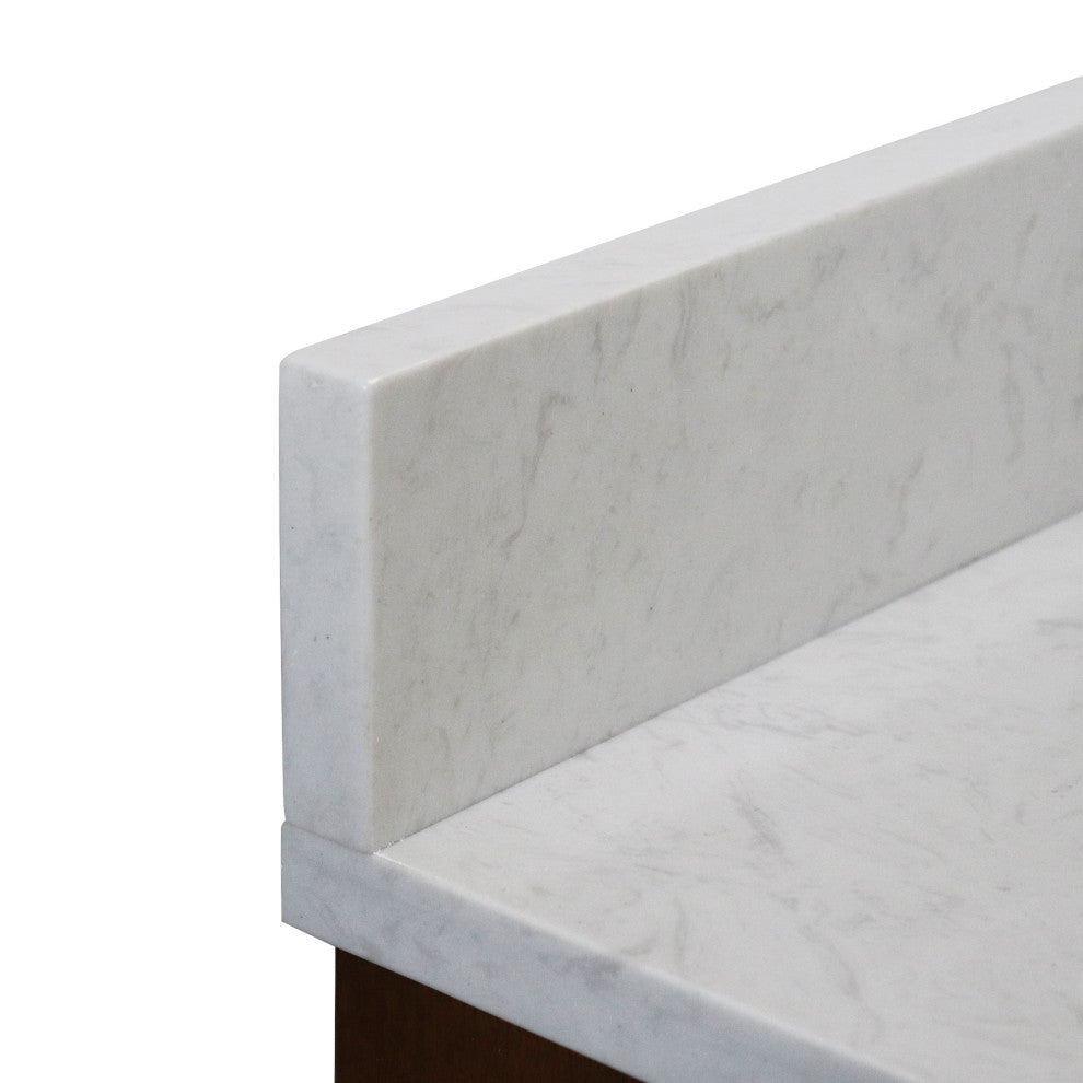 37" Single Sink Vanity, Dark Cherry With Engineered Stone Top
