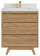 Madison  Teak 30 Single Sink Bath Vanity Golden Teak 2" Calacatta Nuvo