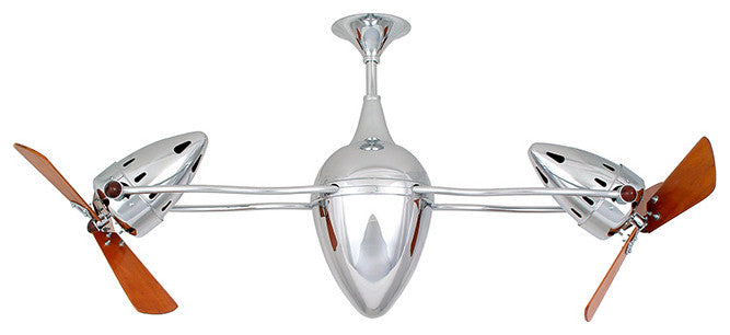 Matthews Fan, AR Ruthiane Rotational Ceiling Fan, Polished Chrome, Mahogany Blad