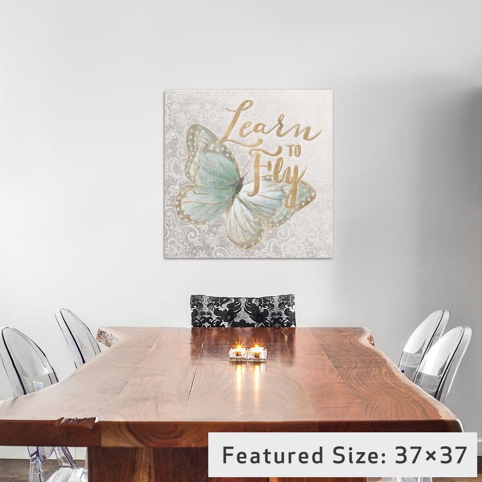 "Textile Floral Butterfly I" by All That Glitters, 12x12x1.5