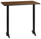 30'' x 42'' Rectangular Walnut Laminate Table Top with 5'' x 22'' Base