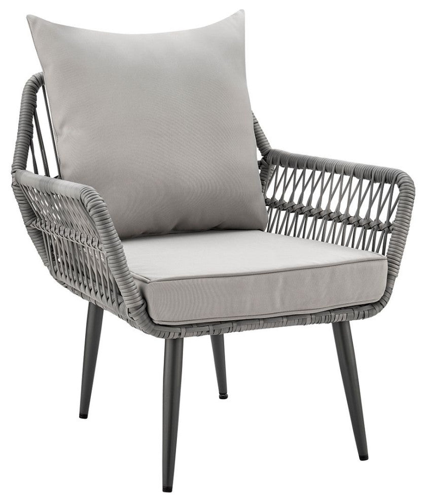 Manhattan Comfort Portofino Rope Wicker 4-Piece Patio Conversation Set, Gray
