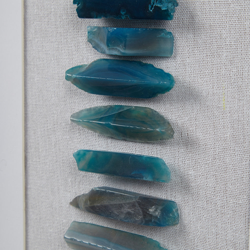 INK+IVY Cerulean Stones Framed Blue Agate Shadowbox Wall Decor Panel