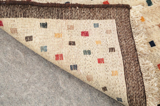 Consigned, Oriental Persian Hand-Knotted Gabbeh Area Rug Wool, Beige, 4'10"X2'6"