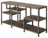 66" Brown Solid Wood 4 Legs Console Table With Shelves