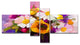 Bunch of White Red Yellow Flowers, Large Floral Canvas Print, 60"x32", 4 panels