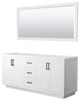 72" Double Bathroom Vanity, White, No Countertop, Black Trim, 70" Mirror