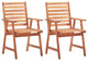 Vidaxl Outdoor Dining Chairs 2-Piece Solid Acacia Wood