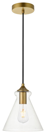 Destry 1 Light Pendant, Brass And Clear