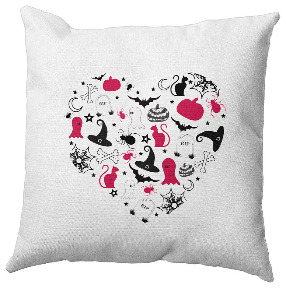Halloween Heart Accent Pillow, Fuschia, 20"x20"