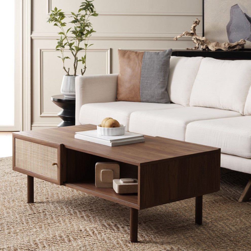 Safavieh Silvanna 2 Door Coffee Table, Walnut/Natural