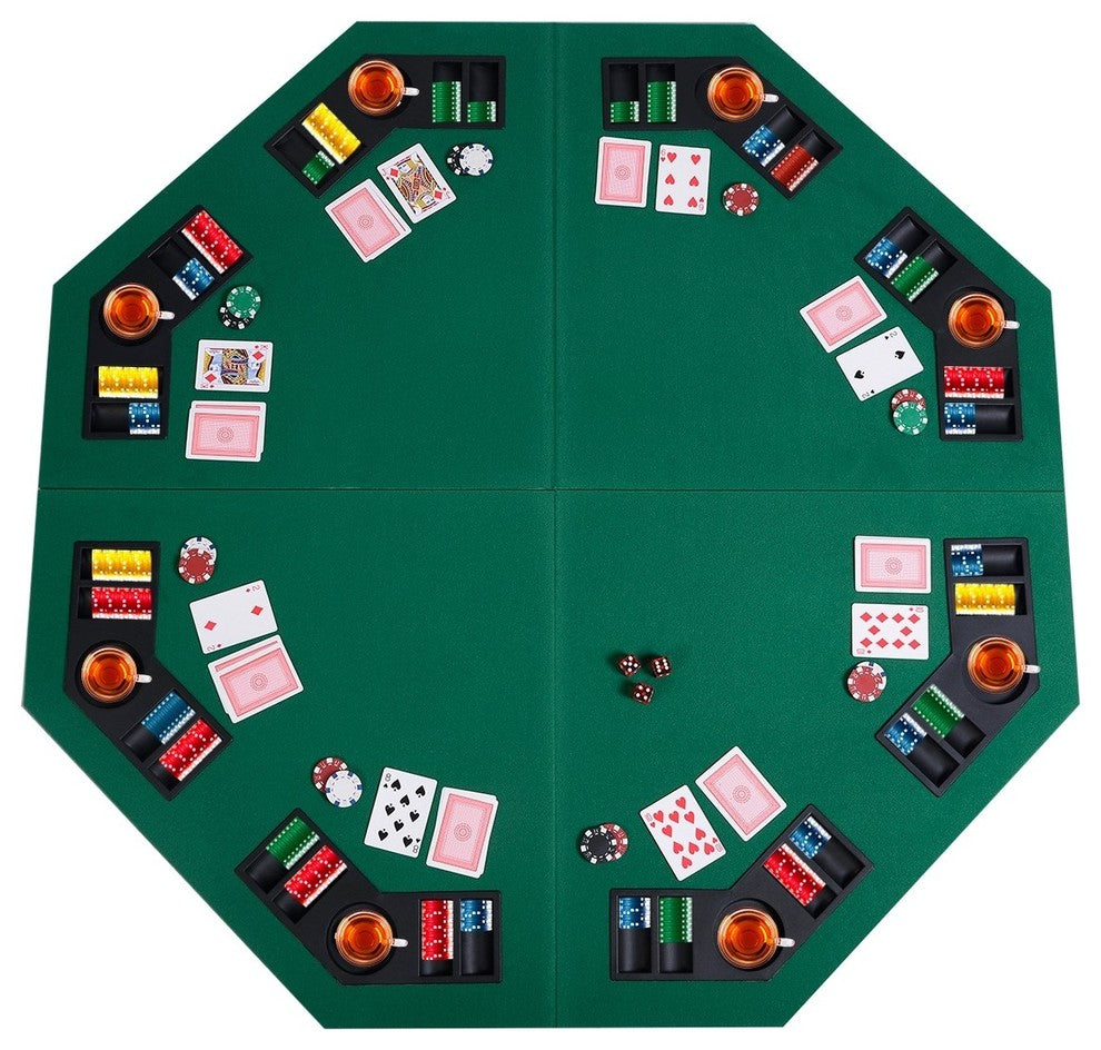 Modern 48" 8 Players Octagon Fourfold Poker Table Top