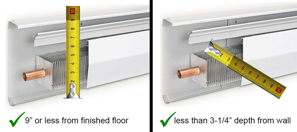 Wood Baseboard Heater Cover, 2' Length, Shaker, Closed Endcaps
